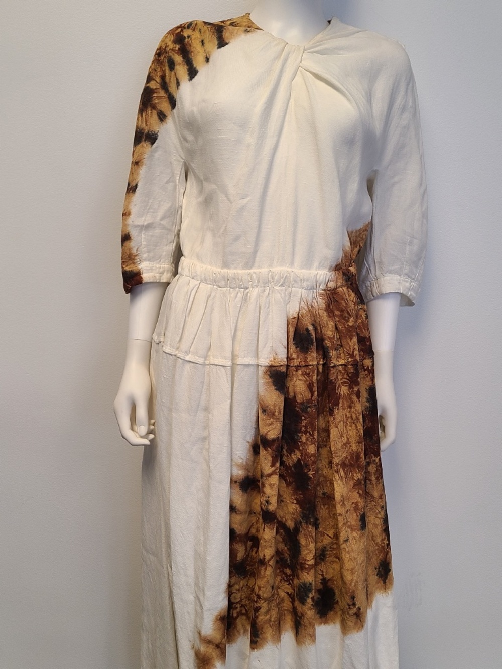 Proenza Schouler Tie-Dye Long Sleeve Dress Size 10 Ivory & Brown